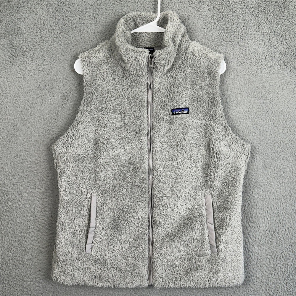 Patagonia Los Gatos Fleece Vest Womens XL Gray Full Zip High Pile Pocket EUC - Picture 1 of 8